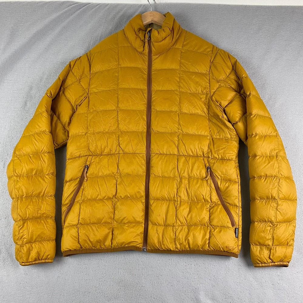 REI Co-op 650 Down Jacket 2.0 Womens M Mustard yellow Full Zip Quilted Puffer